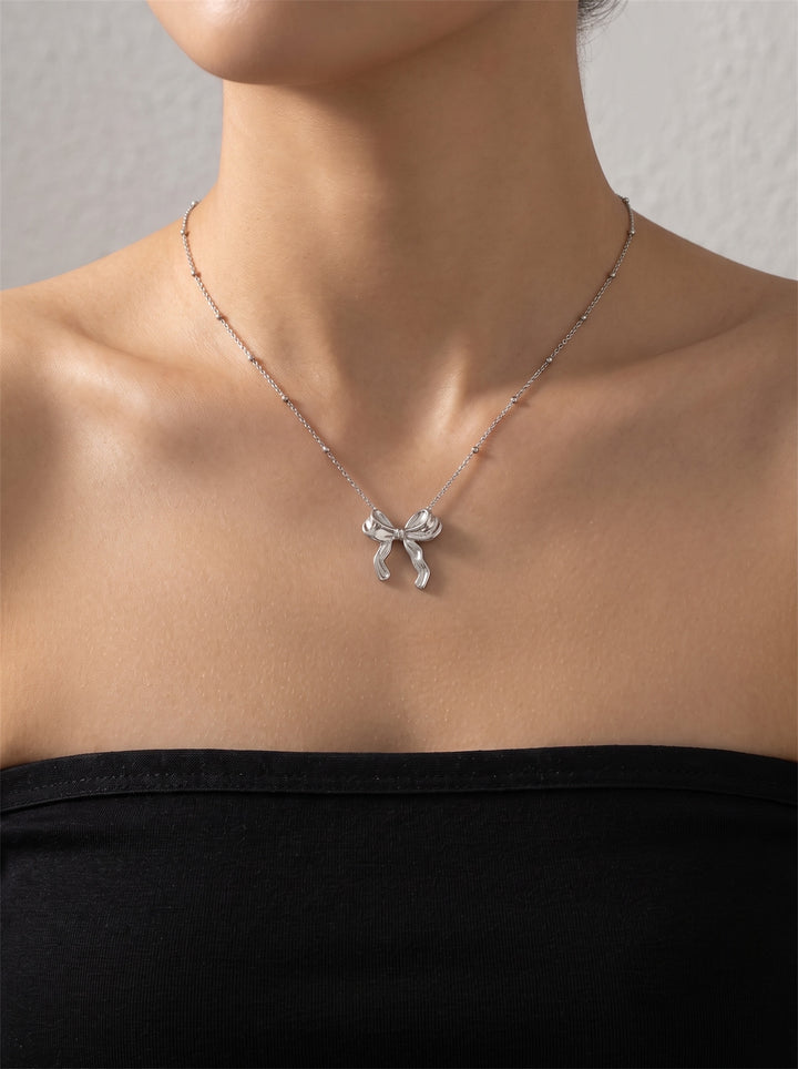 Silver Bow Necklace