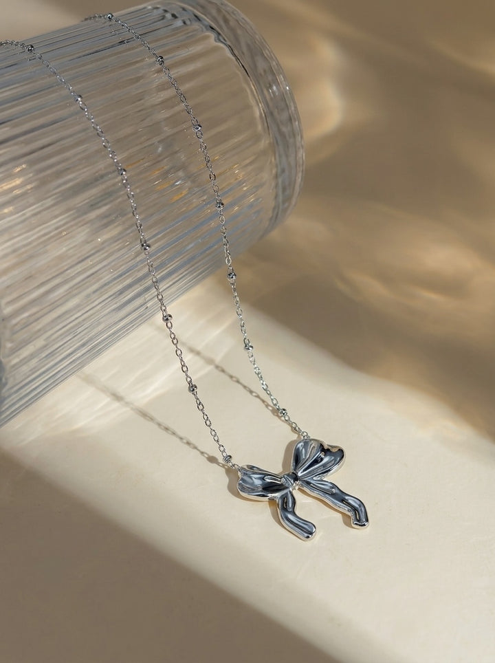 Silver Bow Necklace