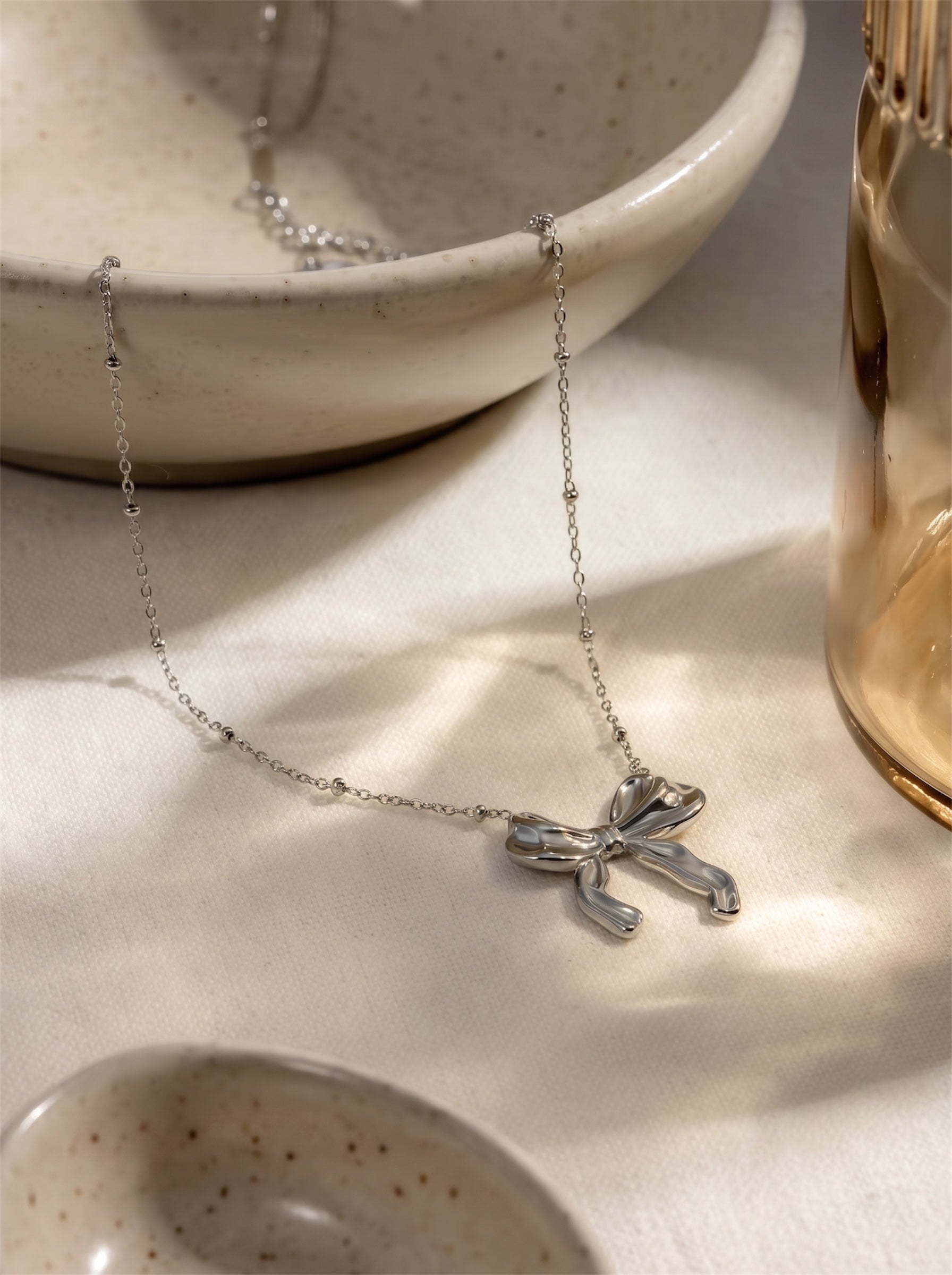 Silver Bow Necklace