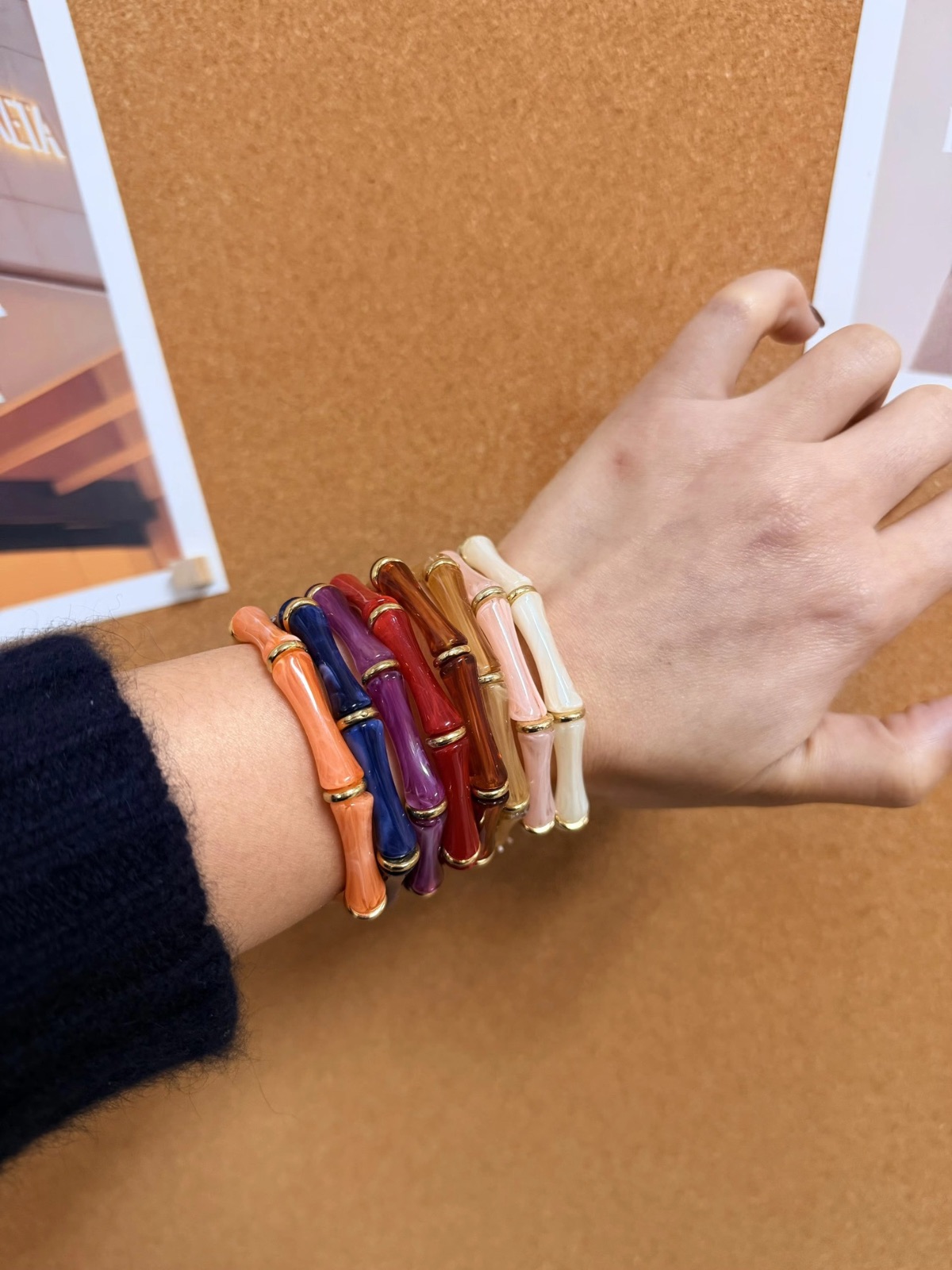 Bamboo Acrylic Bracelets (Elastic)